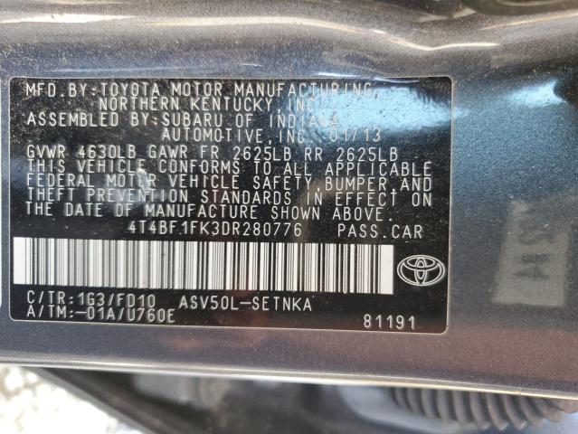 VIN 4T4BF1FK3DR280776 2013 Toyota Camry, L no.12