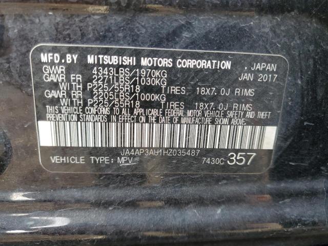 2017 Mitsubishi Outlander Sport Es VIN: JA4AP3AU1HZ035487 Lot: 59422834