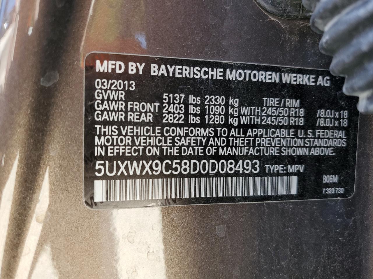 5UXWX9C58D0D08493 2013 BMW X3 xDrive28I