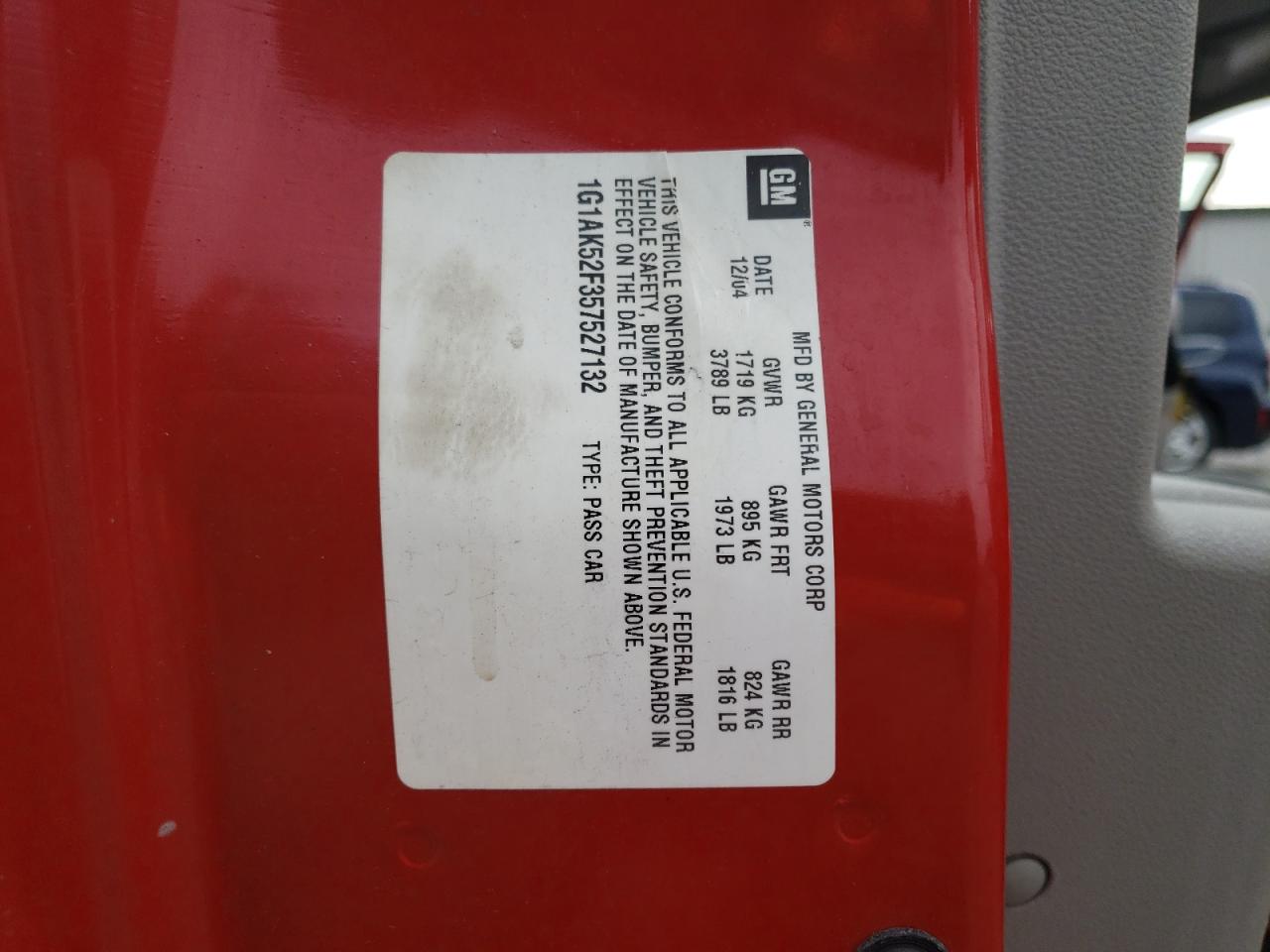 1G1AK52F357527132 2005 Chevrolet Cobalt