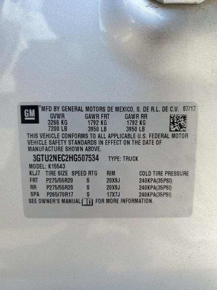 3GTU2NEC2HG507534 2017 GMC Sierra K1500 Slt
