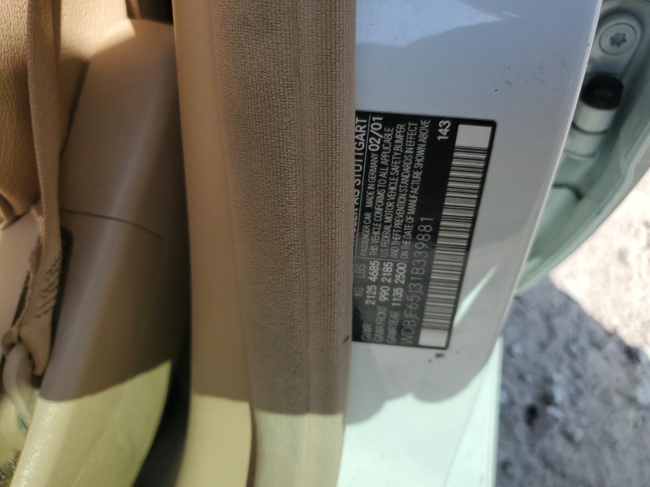 WDBJF65J31B339881 2001 Mercedes-Benz E 320