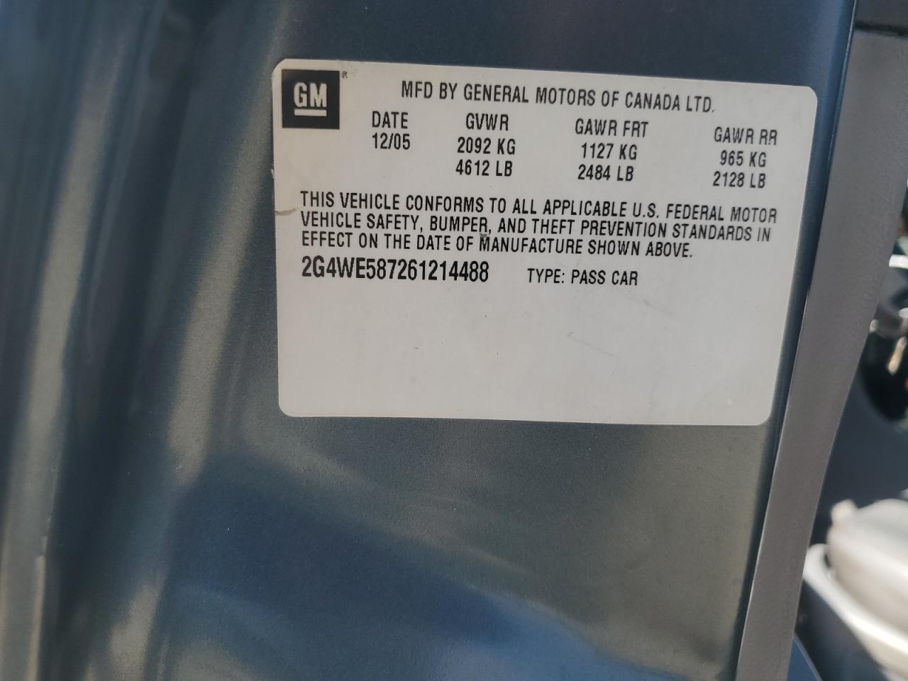 2G4WE587261214488 2006 Buick Lacrosse Cxs