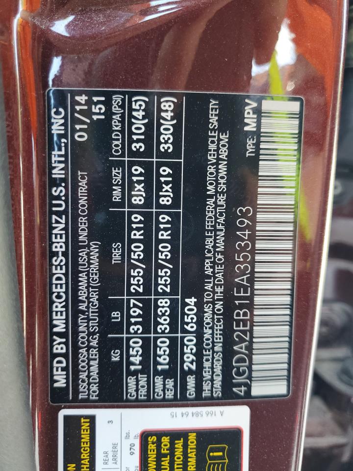 4JGDA2EB1EA353493 2014 Mercedes-Benz Ml 350 Bluetec