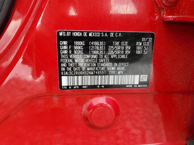 2022 Honda Hr-V Sport VIN: 3CZRU6H12NM748551 Lot: 55621414