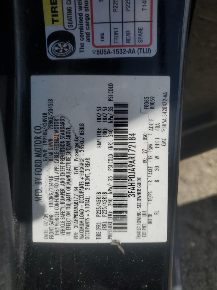 3FAHP0JA9AR172184 2010 Ford Fusion Sel