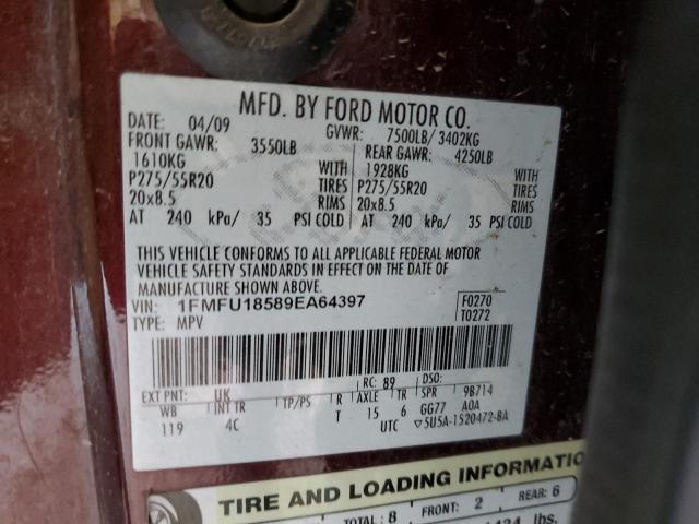 2009 Ford Expedition Eddie Bauer VIN: 1FMFU18589EA64397 Lot: 58615074