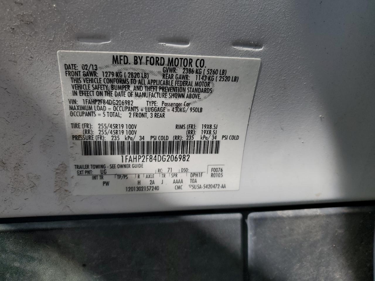 1FAHP2F84DG206982 2013 Ford Taurus Limited