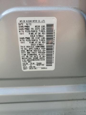 2012 Nissan Rogue S VIN: JN8AS5MVXCW419206 Lot: 57385804