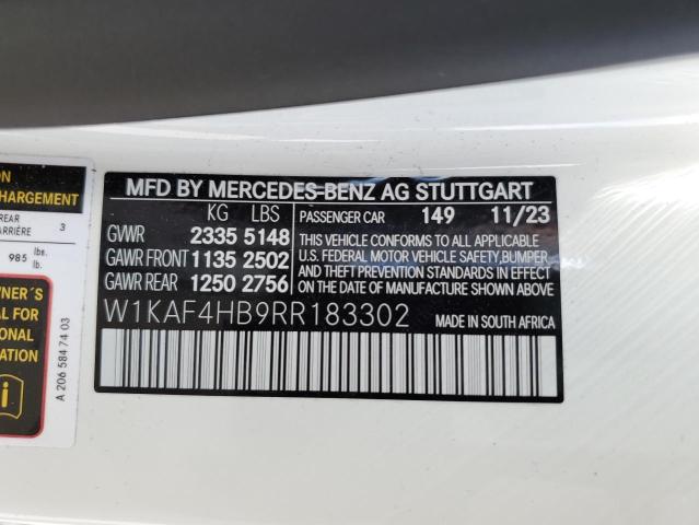 VIN W1KAF4HB9RR183302 2024 Mercedes-Benz C-Class, 3... no.12