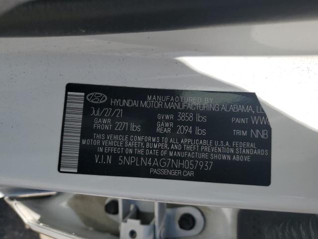 2022 Hyundai Elantra Sel VIN: 5NPLN4AG7NH057937 Lot: 60882734