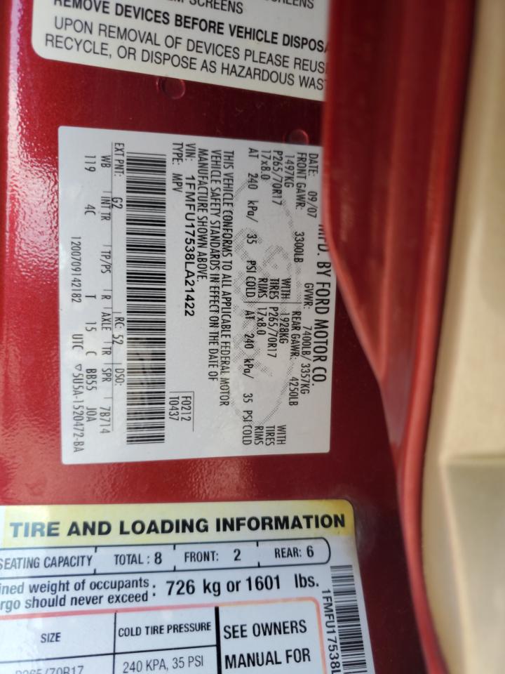 1FMFU17538LA21422 2008 Ford Expedition Eddie Bauer