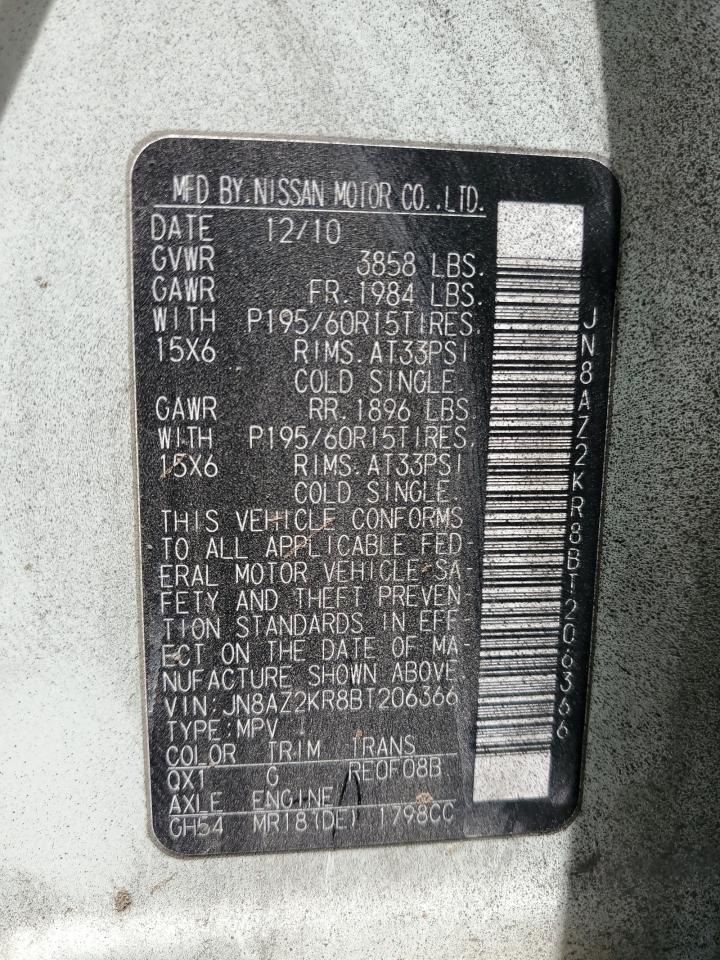 JN8AZ2KR8BT206366 2011 Nissan Cube Base