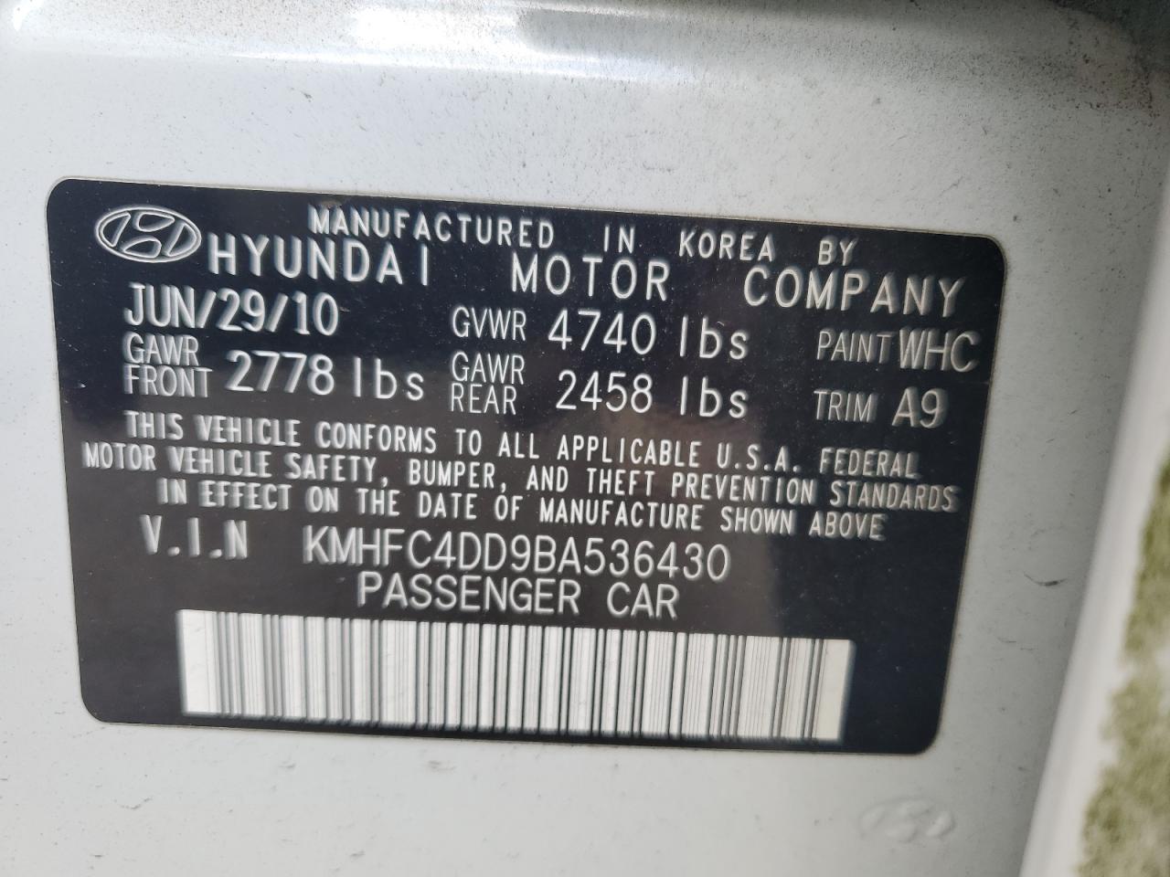 KMHFC4DD9BA536430 2011 Hyundai Azera Gls