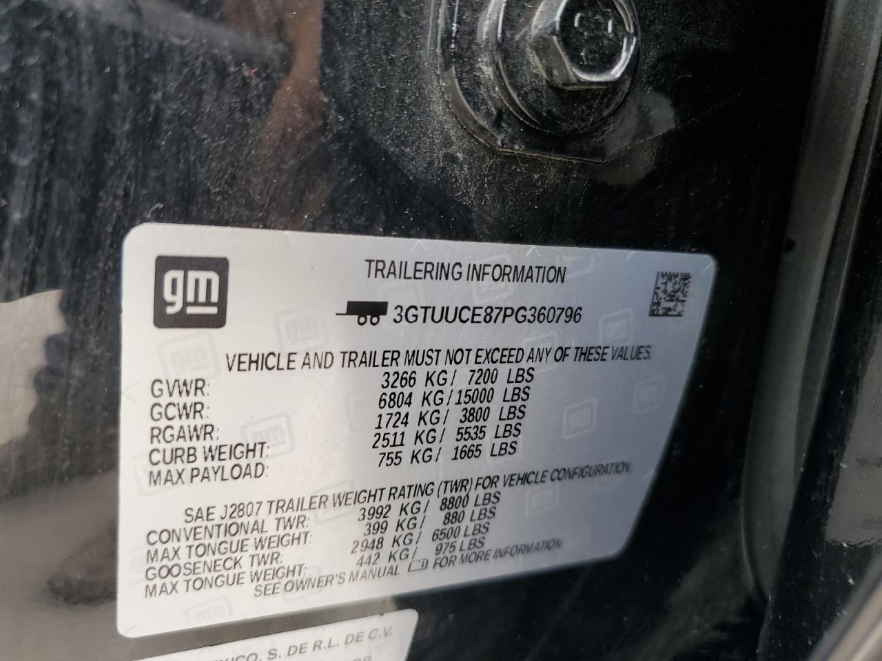 3GTUUCE87PG360796 2023 GMC Sierra K1500 Elevation