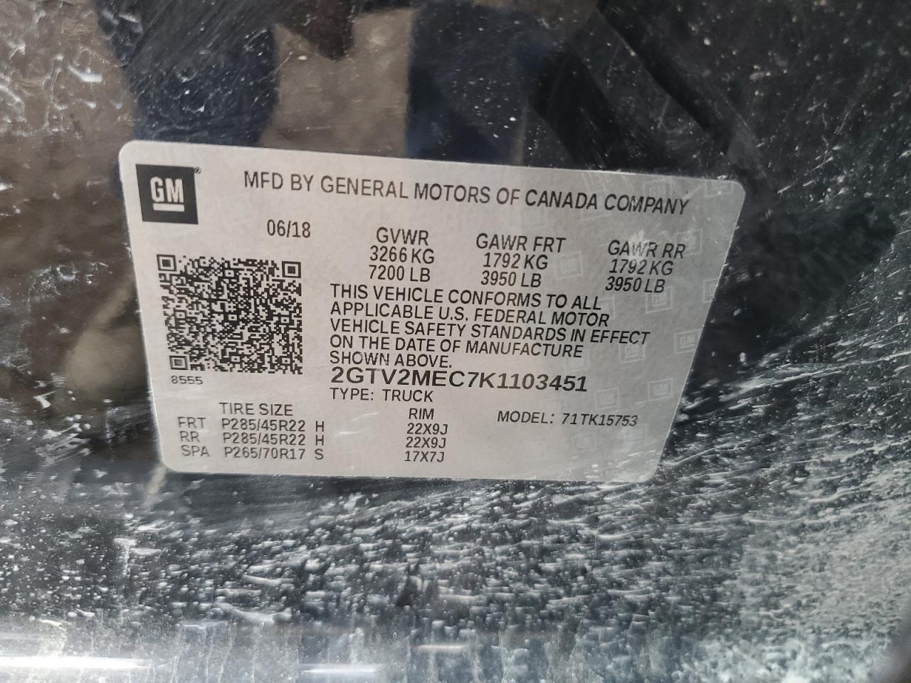 2GTV2MEC7K1103451 2019 GMC Sierra Limited K1500 Sle