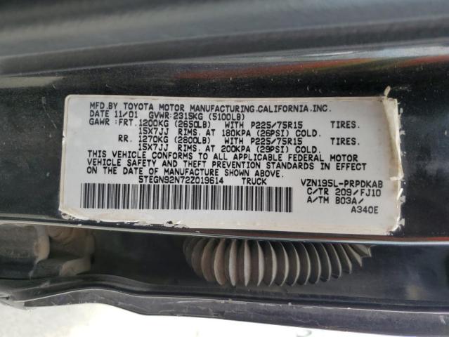 2002 Toyota Tacoma Double Cab Prerunner VIN: 5TEGN92N72Z019614 Lot: 59100964