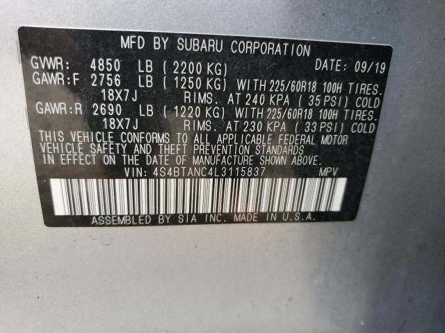 2020 SUBARU OUTBACK LI - 4S4BTANC4L3115837