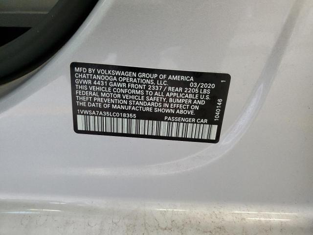 2020 Volkswagen Passat Se VIN: 1VWSA7A35LC018355 Lot: 59426754