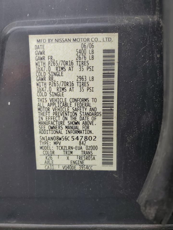 5N1AN08W56C547802 2006 Nissan Xterra Off Road