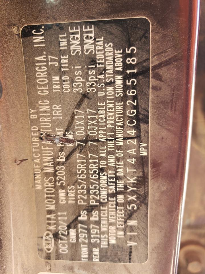 5XYKT4A24CG265185 2012 Kia Sorento Base