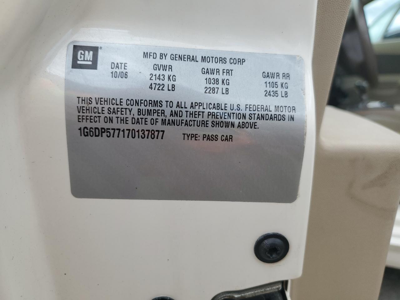 1G6DP577170137877 2007 Cadillac Cts Hi Feature V6