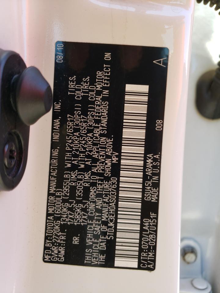 5TDJK3EH0AS037630 2010 Toyota Highlander Se