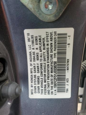 2018 HONDA CIVIC LX - 19XFC2F51JE038250