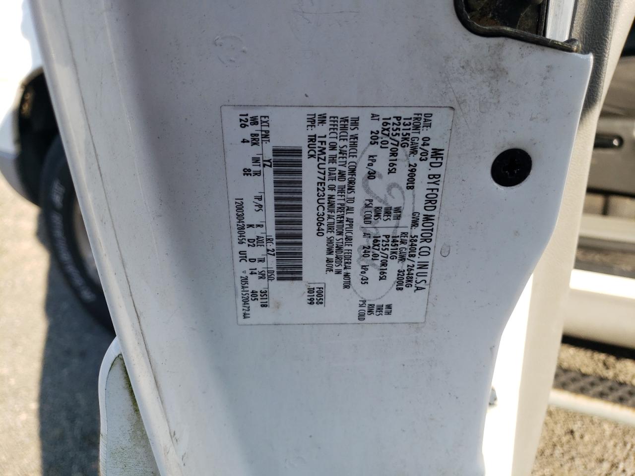 1FMZU77E23UC30640 2003 Ford Explorer Sport Trac