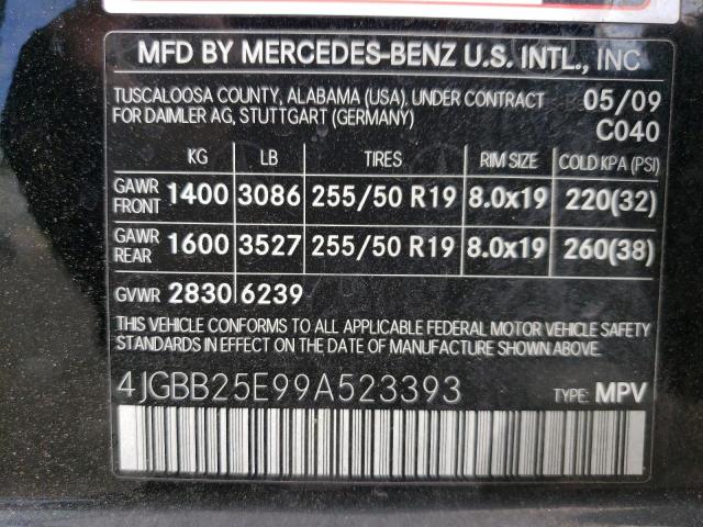 2009 Mercedes-Benz Ml VIN: 4JGBB25E99A523393 Lot: 60573494
