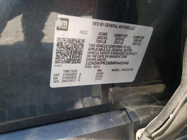 2021 CHEVROLET TAHOE K150 - 1GNSKPKD6MR443046