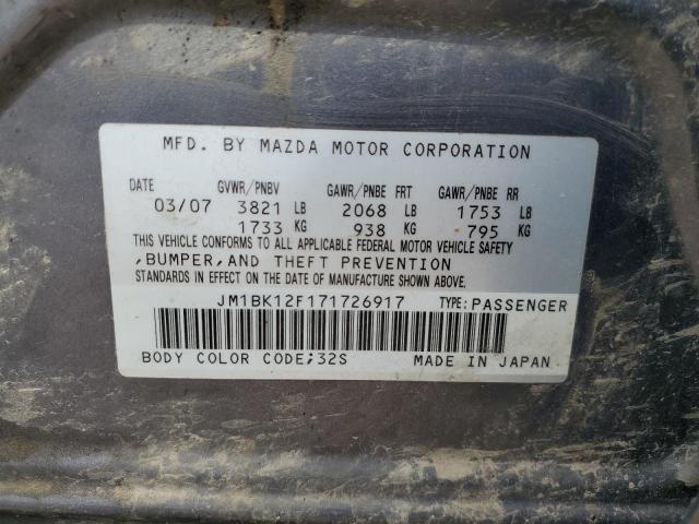 2007 Mazda 3 I VIN: JM1BK12F171726917 Lot: 57649464