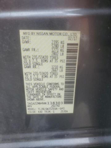 2017 Nissan Murano S VIN: 5N1AZ2MH4HN138303 Lot: 57722424