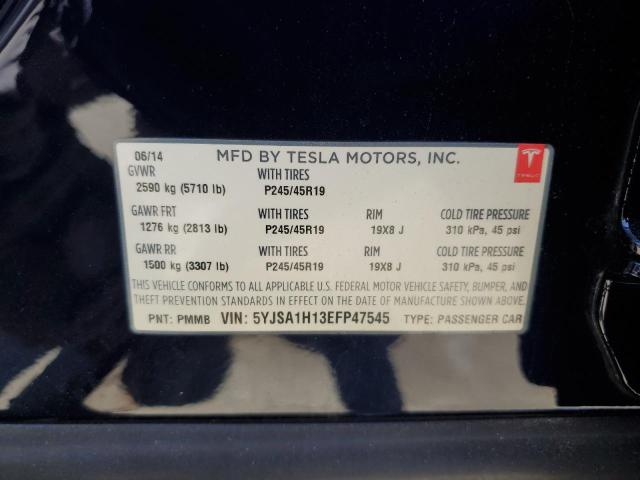 2014 Tesla Model S VIN: 5YJSA1H13EFP47545 Lot: 57468394