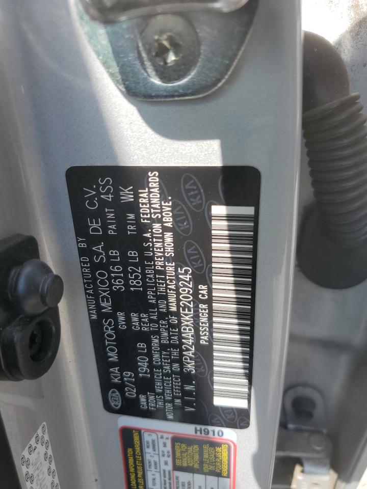 3KPA24ABXKE209245 2019 Kia Rio S