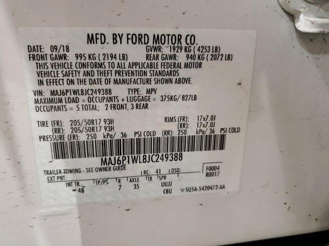 2018 Ford Ecosport Titanium VIN: MAJ6P1WL8JC249388 Lot: 60202074