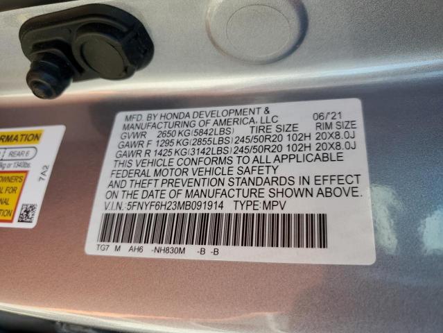 2021 HONDA PILOT SE 5FNYF6H23MB091914