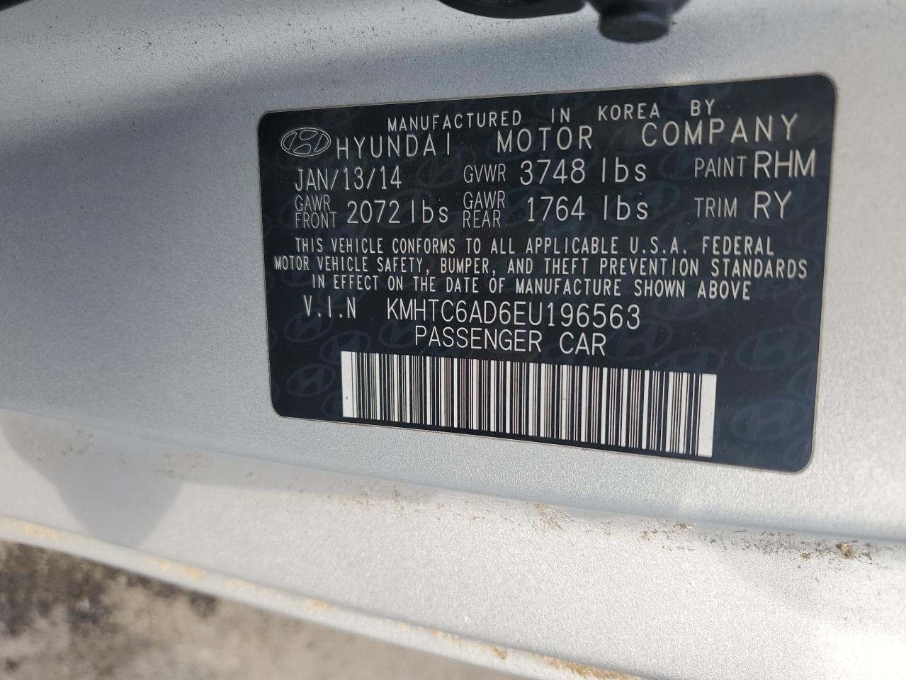 KMHTC6AD6EU196563 2014 Hyundai Veloster