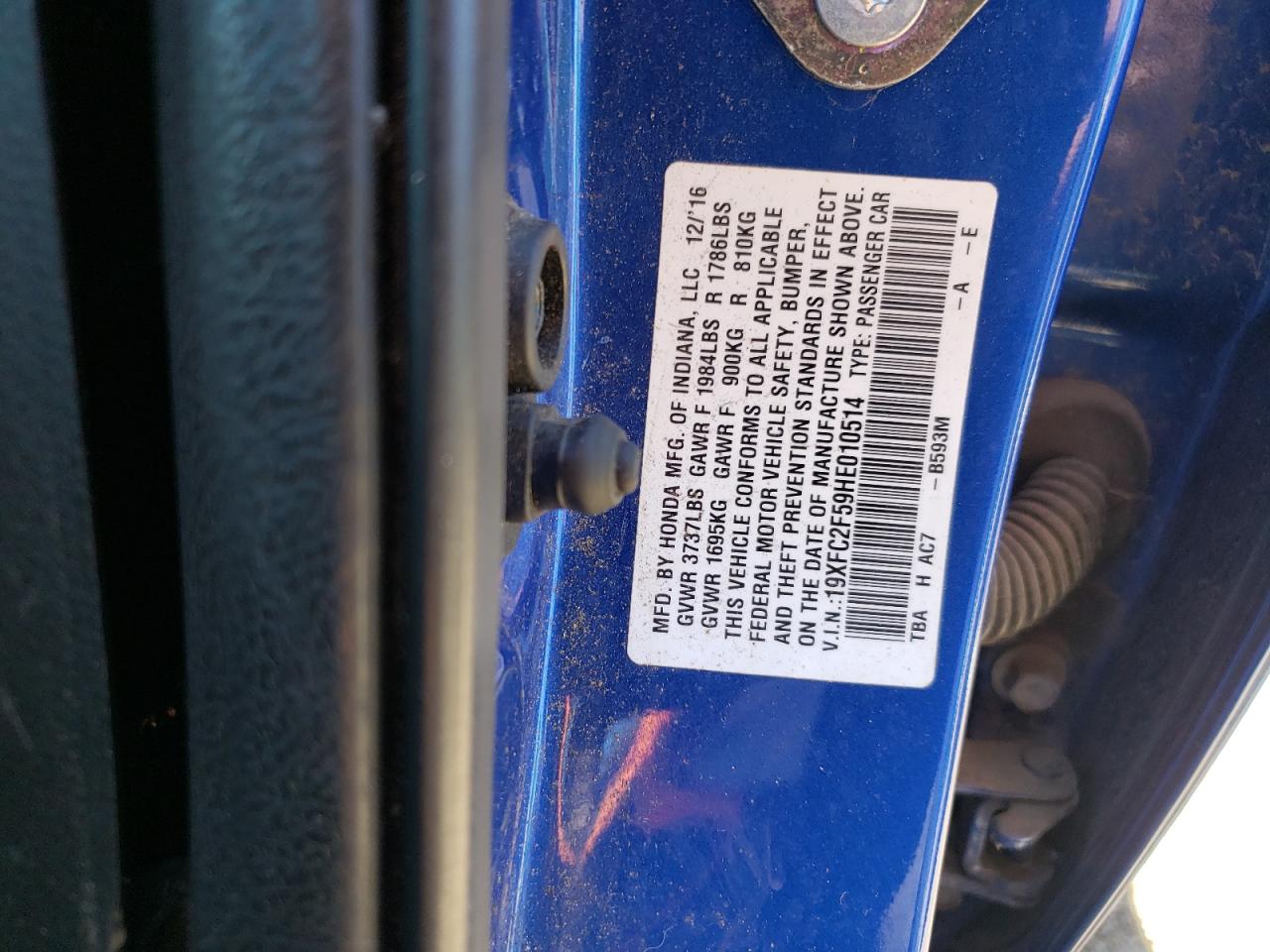 19XFC2F59HE010514 2017 Honda Civic Lx 19XFC2F59HE010514 2017 Honda Civic Lx