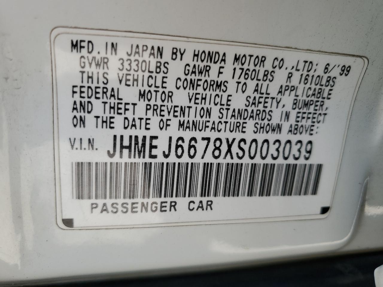 JHMEJ6678XS003039 1999 Honda Civic Lx