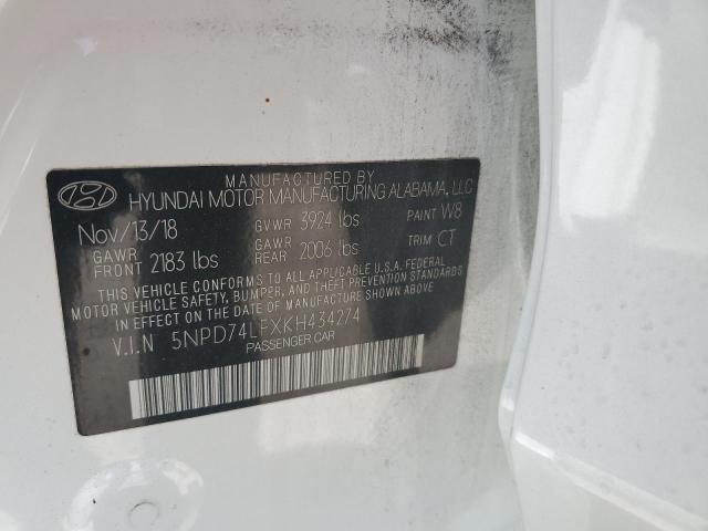 2019 Hyundai Elantra Se VIN: 5NPD74LFXKH434274 Lot: 57333054