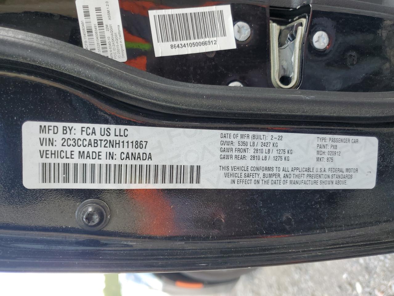 2C3CCABT2NH111867 2022 Chrysler 300 S