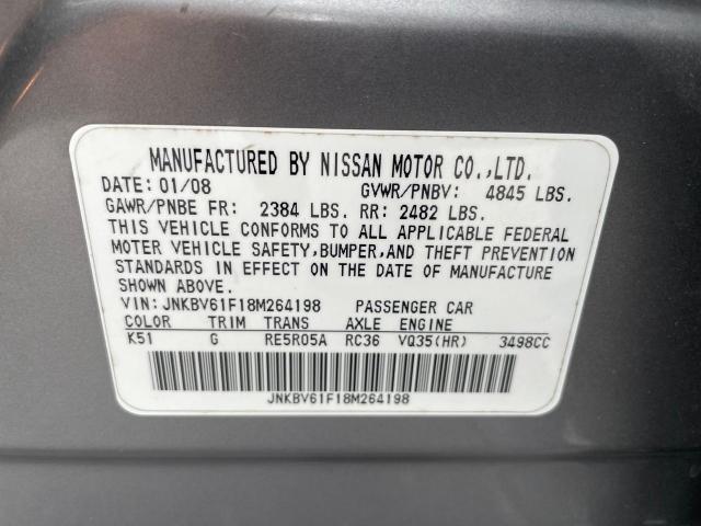 2008 Infiniti G35 VIN: JNKBV61F18M264198 Lot: 61409524