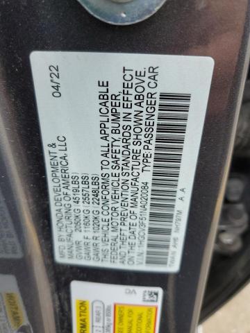 2022 HONDA ACCORD HYB - 1HGCV3F51NA020084