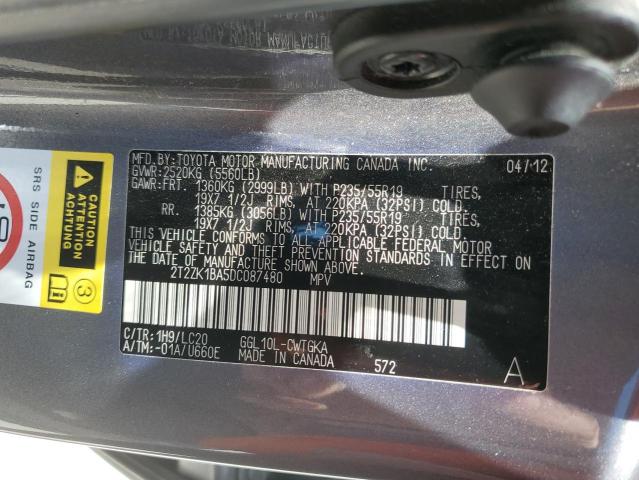 2013 Lexus Rx 350 VIN: 2T2ZK1BA5DC087480 Lot: 58791524