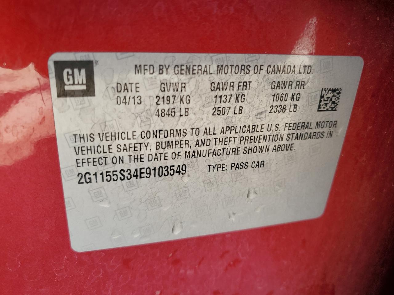 2G1155S34E9103549 2014 Chevrolet Impala Ltz