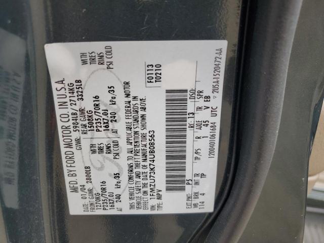 2004 Ford Explorer Xlt VIN: 1FMZU73K74UB08563 Lot: 57696874