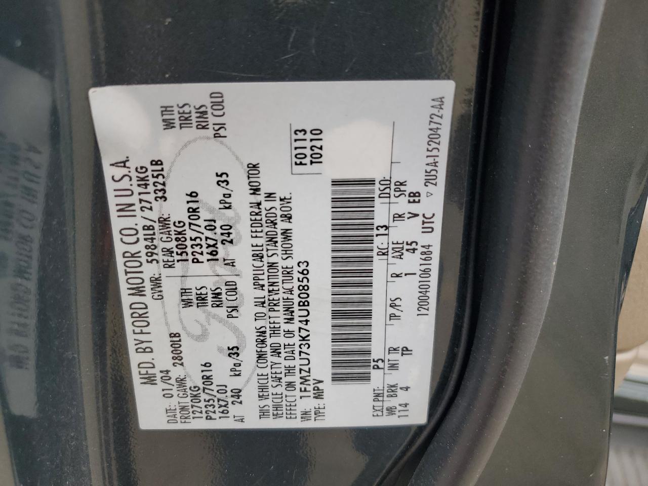 1FMZU73K74UB08563 2004 Ford Explorer Xlt