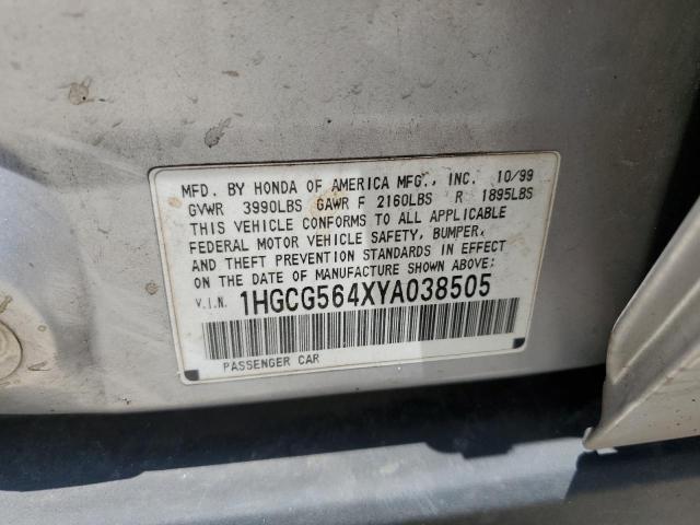 2000 Honda Accord Lx VIN: 1HGCG564XYA038505 Lot: 58108264