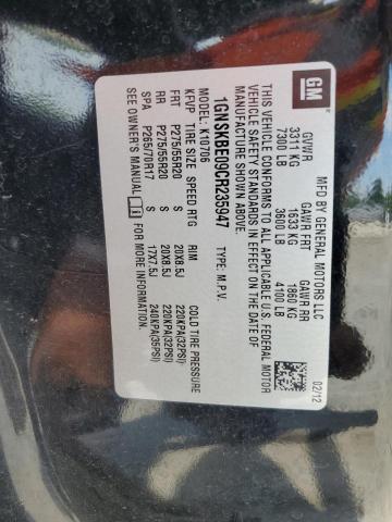 2012 Chevrolet Tahoe K1500 Lt VIN: 1GNSKBE09CR235947 Lot: 59531094